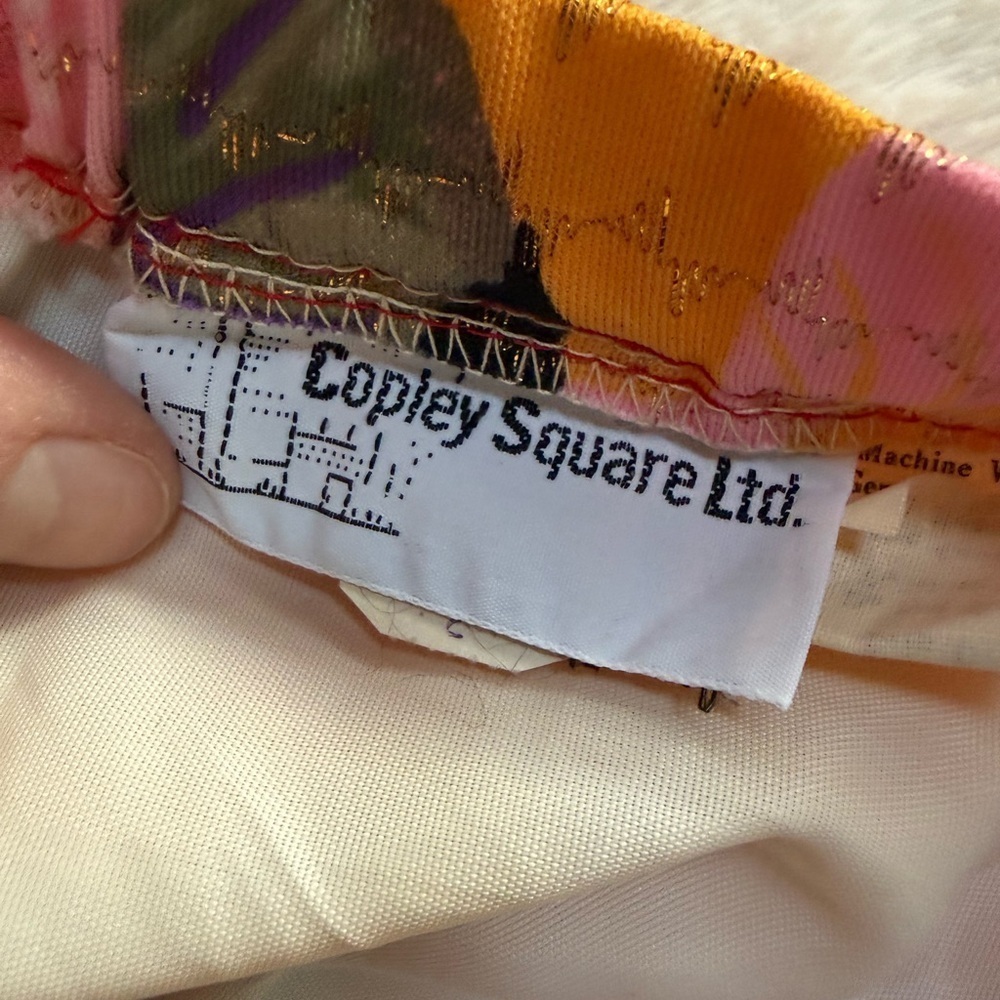 Vintage Floral 70s long Skirt pink purple and orange stretch with tie waist - Picture 6 of 8